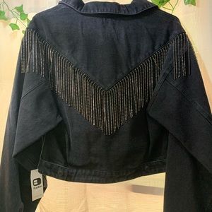 Blue B collection black rhinestone jacket